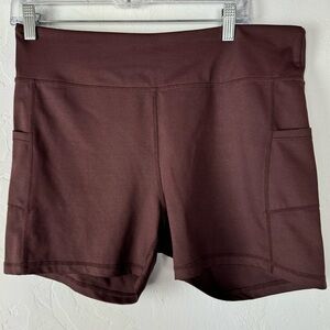Zyia Shorts Biker Vibration Light n Tight Pocket Hustle Solid Dark Brown Workout